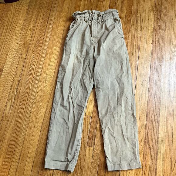 MOTHER DENIM Pants Womens 25 The Yoyo Ruffle Greaser Ankle Khaki Tan Paperbag * - Picture 1 of 15